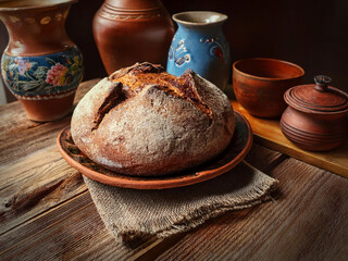 Wall Mural - traditional bread and a jug