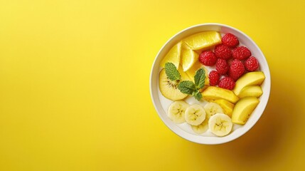 A colorful smoothie bowl decorated with fresh fruits for a healthy delight