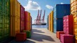 © Tam5 - Vibrant rows of colorful shipping containers at the port under a clear sky