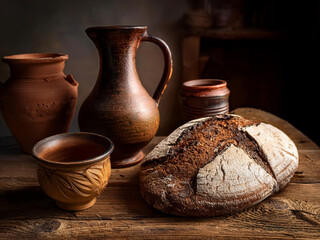 Wall Mural - traditional bread and a jug