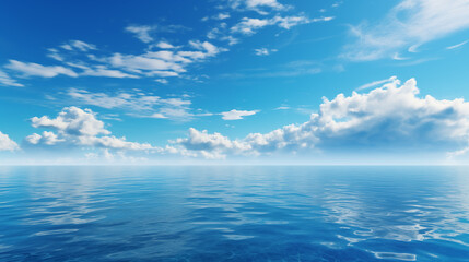 Wall Mural - sea landscape. sky over calm sea. blue sea and sunny sky on horizon over calm water