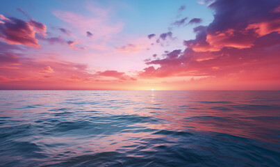 Wall Mural - sky over calm sea. blue sea and sunny sky on horizon over calm water