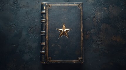 Illustration minimal concept background Antique book with a star emblem on cover