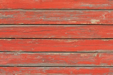 Wall Mural - A close-up view of weathered red wooden planks, showcasing texture and color variations.