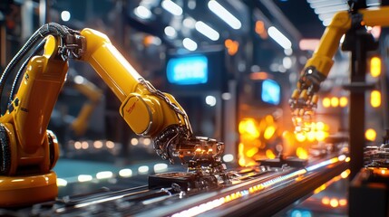 Poster - Automated robotic arms in high-standard assembly line for precision manufacturing