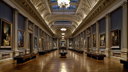 Poster - Exploring the serenity of an art gallery where masterpieces grace the walls and inspire the soul through timeless beauty and creativity