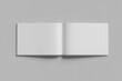 © bimockup - Blank landscape, brochure magazine isolated on Grey  background