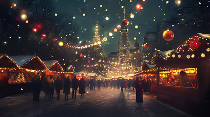 Wall Mural - Magical winter market