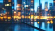© Lala - Modern office interior with a blurred city view creates a contemporary workspace atmosphere. This high-quality photo captures an empty modern office featuring ample copy space.