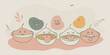 © DigitalSpace - Taste Buds Animation Cartoonstyle taste buds looking thrilled while experiencing different flad samples of labgrown and traditional meat emphasizing their reactions.