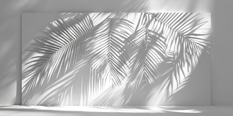 Sticker - The silhouette cast by palm leaves on a white wall creates a distinct pattern, showcasing the interplay of light and shadow. This design adds depth to the plain surface.