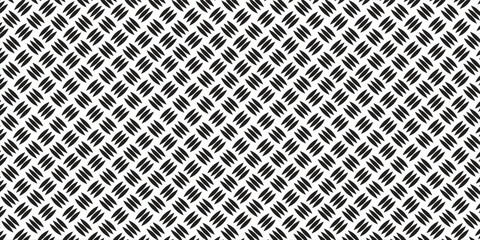 Diamond plate metal seamless pattern. Diamond structure texture. Metal construction background. Geometric diagonal tread stainless floor.