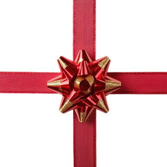 Wall Mural - Christmas Gift Red Bow and ribbon isolate on transparent background