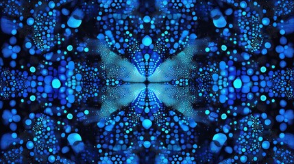 Wall Mural - Abstract blue and black pattern with a kaleidoscopic effect.