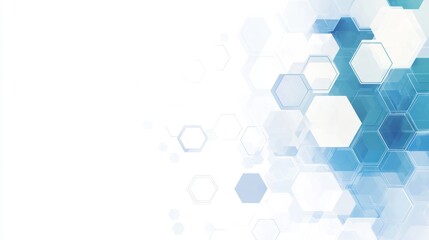Wall Mural - abstract background with hexagonal shapes in shades of blue on a white background.
