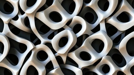 Wall Mural - abstract white 3d geometric pattern with a black background.