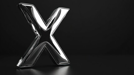 Wall Mural - a chrome letter 'x' stands on a black reflective surface.