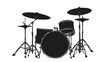 © Zahid - Cartoon sketch drawing of a drum set in black silhouette, isolated on a white background, Isolated drum illustration, Clipart for drum kits