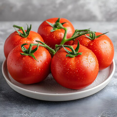 Wall Mural - Photo of Fresh Red Tomatoes on a Plate