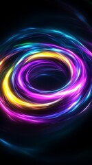 Poster - A colorful neon effect spiral created with light trails