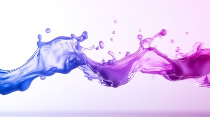 Poster - Blue and purple ink drops create a beautiful splash as they fall into the water
