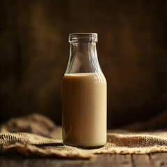 Poster - Photo of Milk Bottle on Burlap