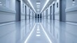 © EddieSnapix - A janitor is actively cleaning the polished floor of a hospital hallway, contributing to the maintenance of hygiene in a bustling environment filled with patients and staff