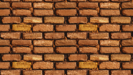 Poster - vintage brown brick texture: close-up of textured brown bricks with hints of ochre and tan, featuring rough edges and uneven mortar, ideal for warm, rustic-inspired decor