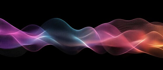 Wall Mural - colorful wave patterns on a black background.