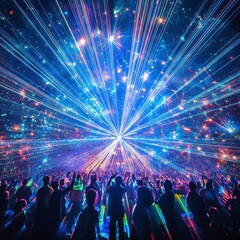 New Year Eve party with a light show and music