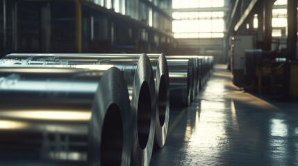 Steel or galvanized roll in the factory	