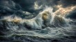 © ShStock - Dramatic ocean storm captures turbulent weather with crashing waves and a cloudy sky. This ocean storm photo reflects natures power, energy, and raw atmospheric scenery.