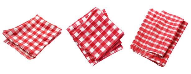 Fototapete - set of red and white tablecloth isolated on transparent background