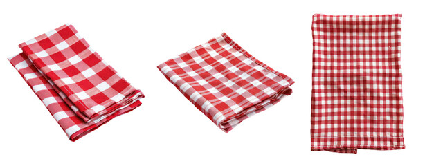 Aufkleber - set of red and white tablecloths isolated on transparent background