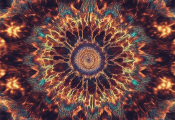 3d kaleidoscope mandala abstract background of trippy art psychedelic trance to open third eye with