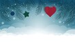 © lisa - A blue wintery sky with pine branches, a red heart, and a green star.