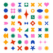 © ikkiae01 - set of illustration abstract colorful brutalist geometric shape collection. Abstract colored element retro bauhaus style design. clip art y2k design