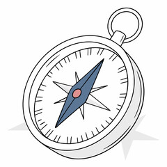 A simple, hand-drawn illustration of a compass, perfect for adding a touch of vintage charm to your designs. This classic symbol of direction is ideal for nautical-themed projects, travel brochures.