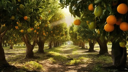 Wall Mural - ripe oranges fruit and vegetable