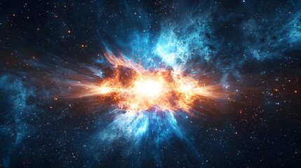 Wall Mural - sci fi plasma bomb detonation creating energy waves across deep space galaxy