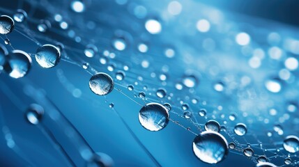 Poster - macro water droplets blue