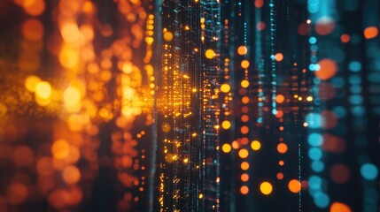 Wall Mural - a quantum computer leverages quantum phenomena for processing data close up with a blurred effect