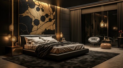 Wall Mural - design gold black layout