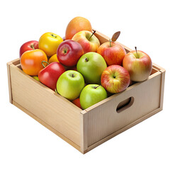 Wall Mural - apples in box isolated on white background. Transparent PNG