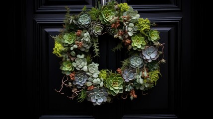 Canvas Print - freshness wreath on door