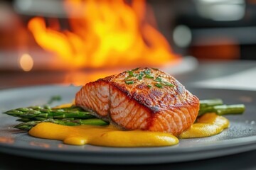 Poster - Salmon and Asparagus Plate