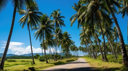 Poster - tall palm tree row