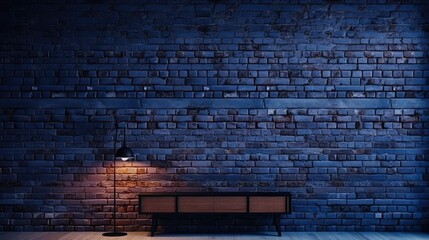 Poster - modern dark blue brick wall