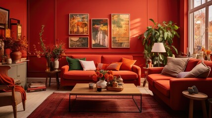 Wall Mural - walls room living red