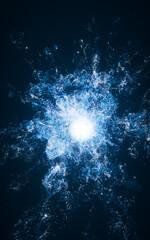 Wall Mural - blue flowing particles with explosive wave effect, 3d rendering.
